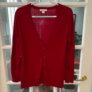 Coldwater Creek Red Cardigan Lightweight Knit Sweater